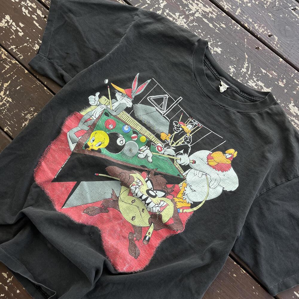 (XL) Vintage 90s Looney Tunes Taz Bugs Tweety Daffy Foghorn Pool T-Shirt - Picture 2 of 6